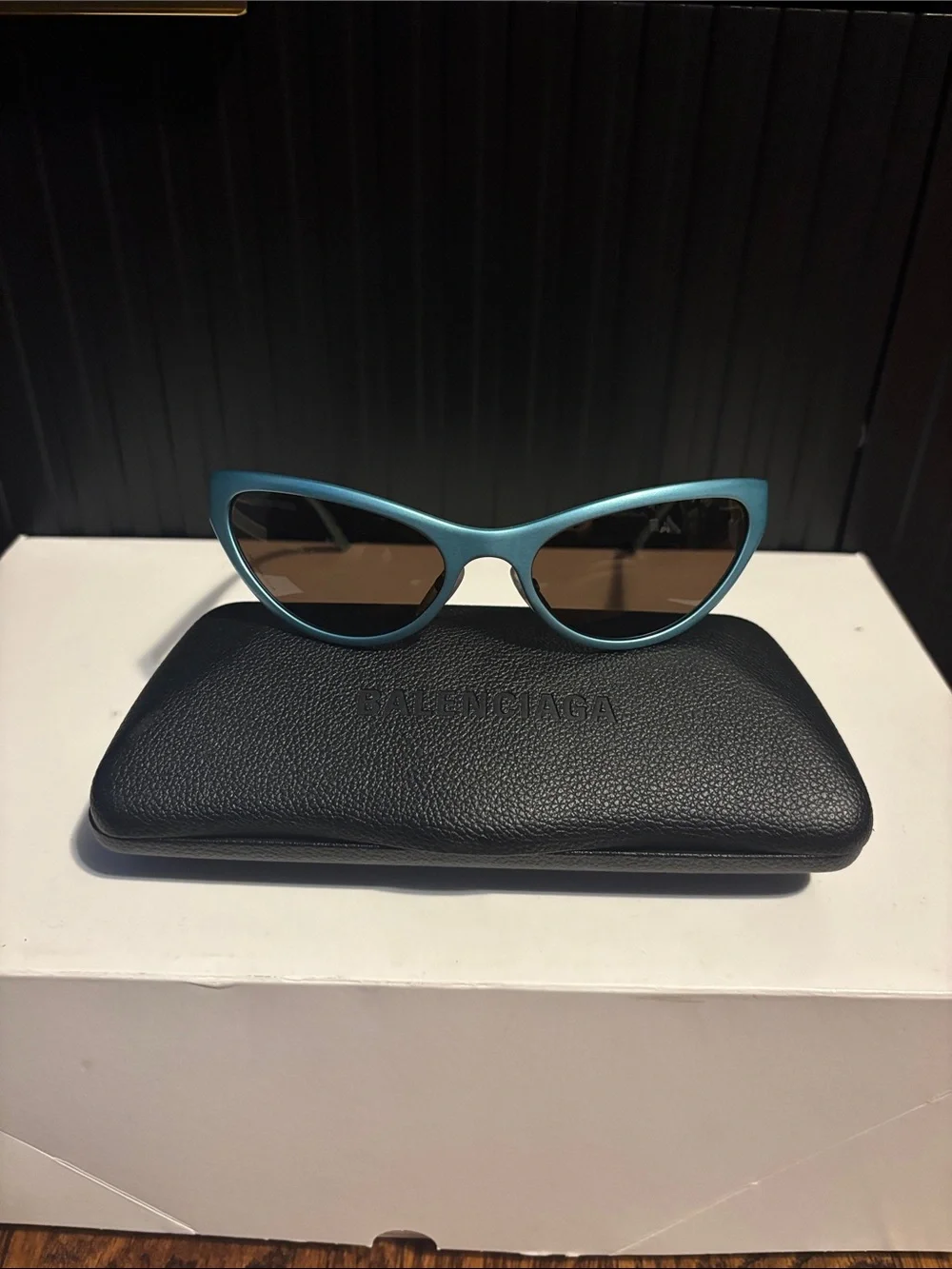 Balenciaga Teal Sunglasses with Brown Lenses (bb0068s)